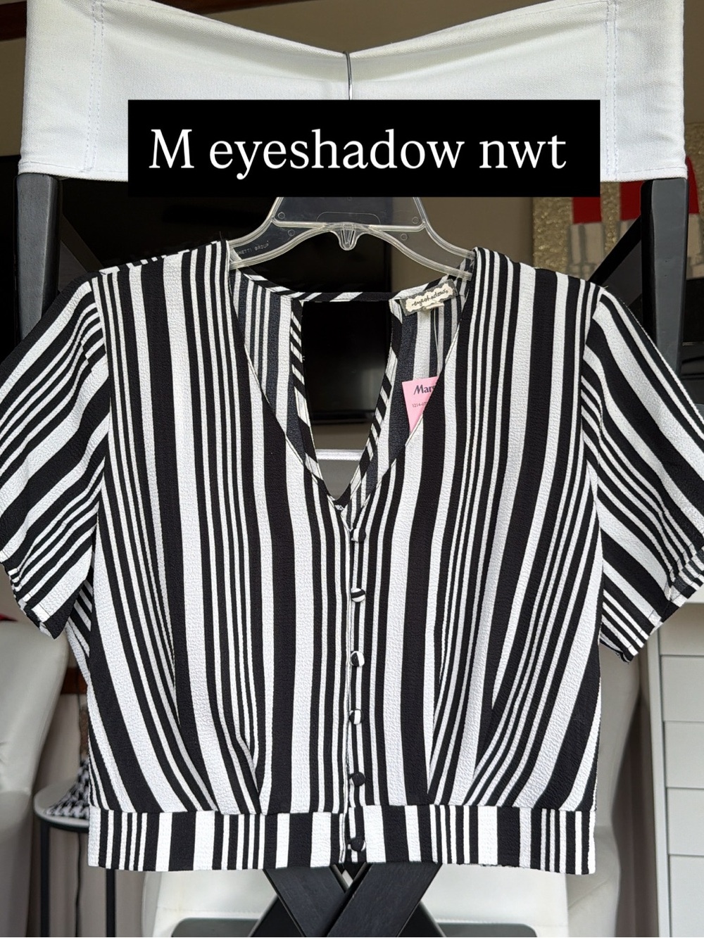 NWT eyeshadow black and white striped top